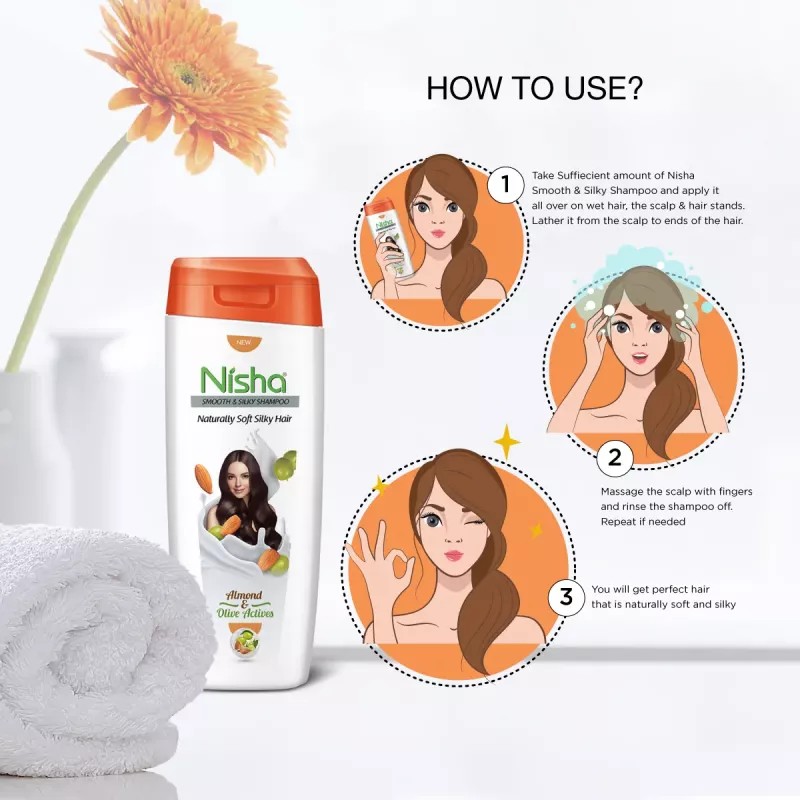 Nisha Almond & Olive Actives Shampoo (180ml, Pack of 2)