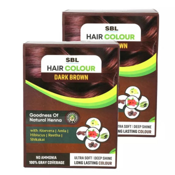 SBL Hair Colour Dark Brown (Each 12 Sachets) (16g, Pack of 2)