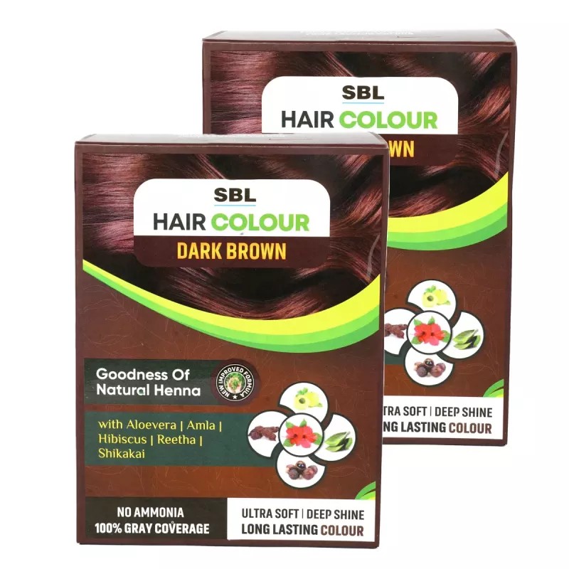 SBL Hair Colour Dark Brown (Each 12 Sachets) (16g, Pack of 2)