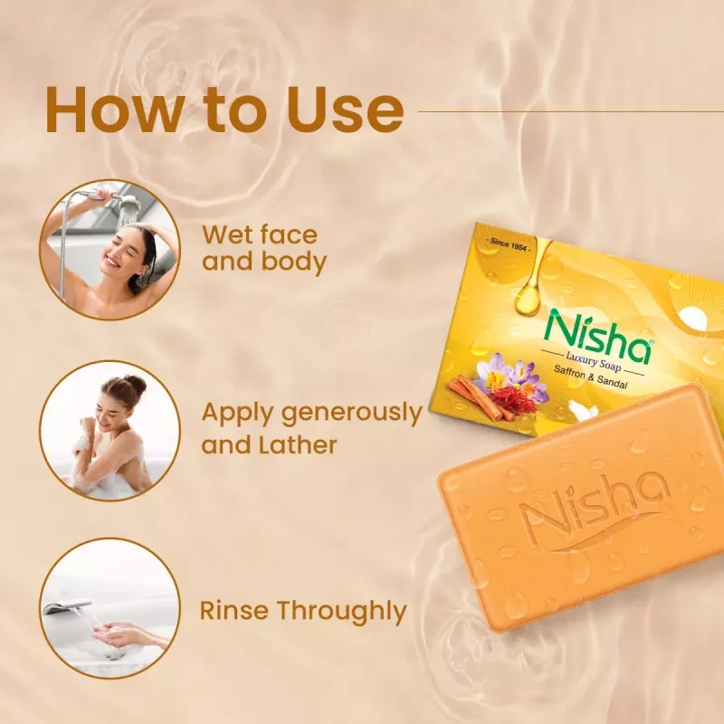 Nisha Luxury Soap Saffron & Sandal (100g, Pack of 5)