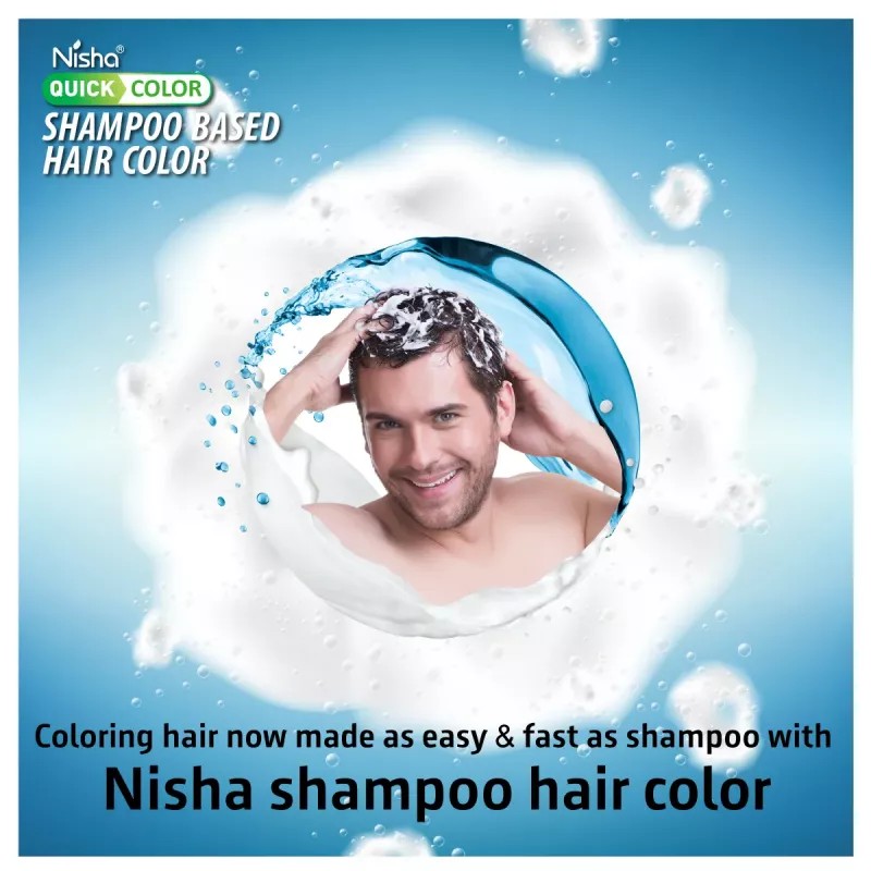 Nisha 5 Minutes Quick Hair Color Shampoo Dark Brown (60ml, Pack of 3)