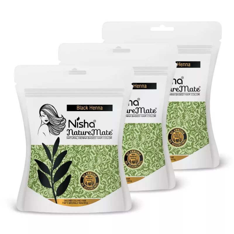 Nisha Mate Nature Henna Based Hair Color Black (45g, Pack of 3)