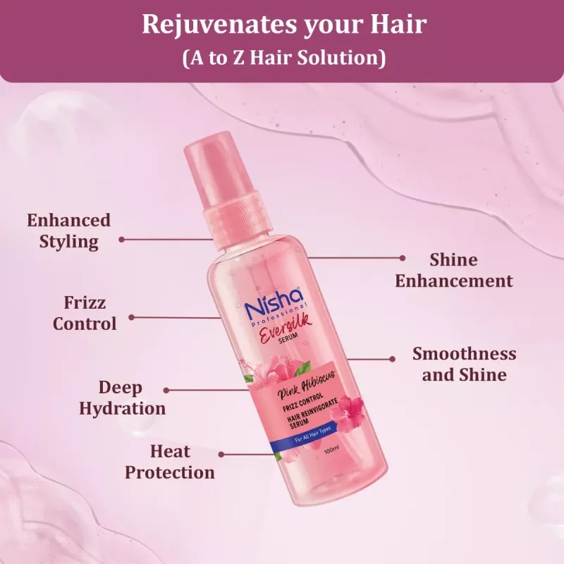Nisha Eversilk Hair Serum Pink Hibiscus (100ml)