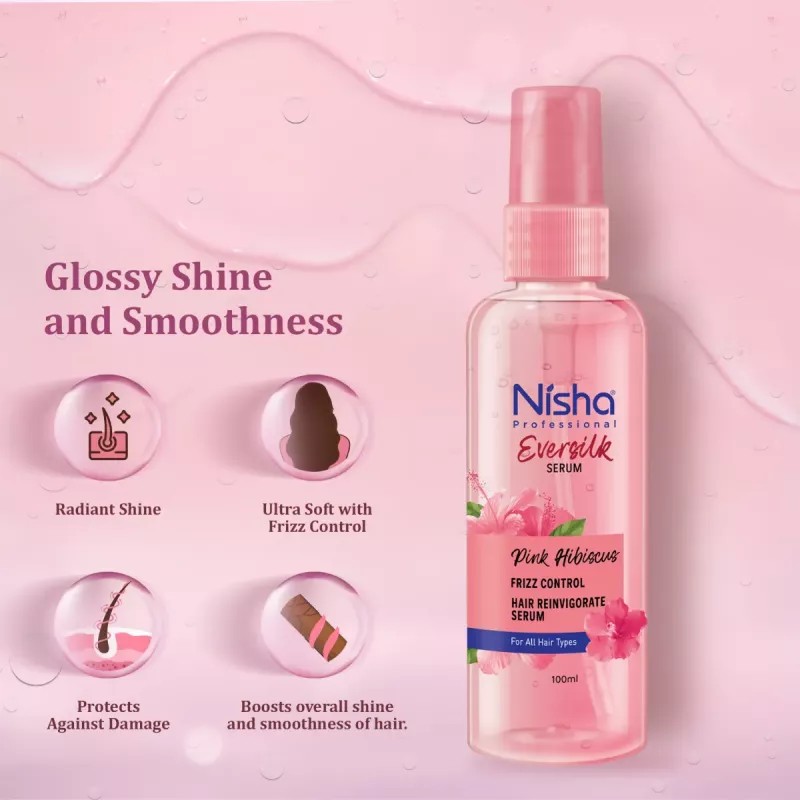 Nisha Eversilk Hair Serum Pink Hibiscus (100ml)