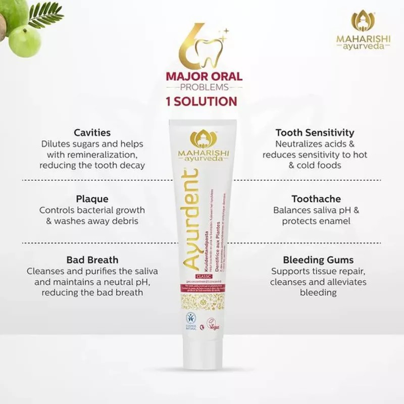 Maharishi Ayurveda Ayurdent Classic Herbal Toothpaste (Each 75 ml) (2Pack)