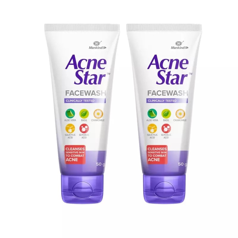 Mankind Pharma Acnestar Face Wash (50g, Pack of 2)