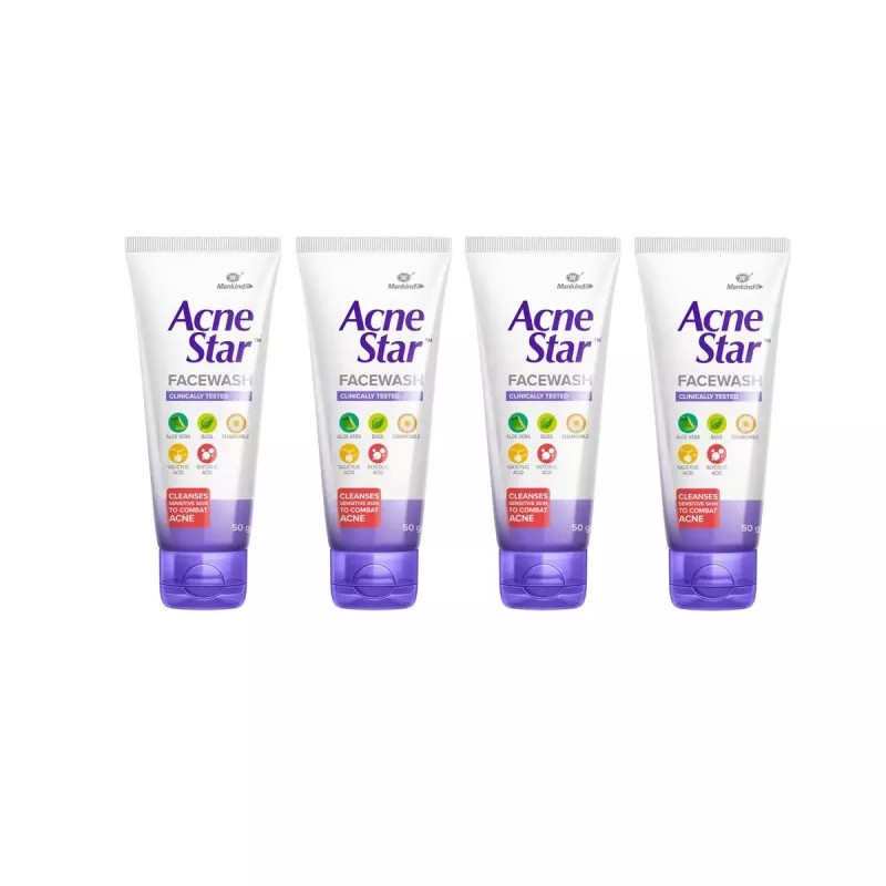 Mankind Pharma Acnestar Face Wash (50g, Pack of 4)