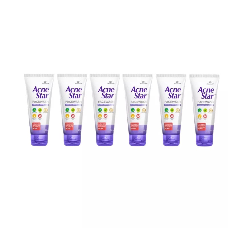 Mankind Pharma Acnestar Face Wash (50g, Pack of 6)