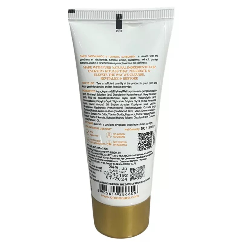 Omeo Sandalwood & Turmeric Sunscreen SPF 50 PA++++ (50g)