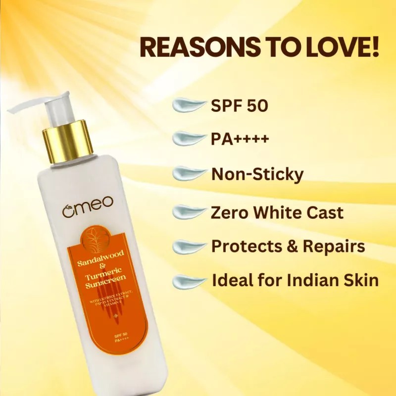 Omeo Sandalwood & Turmeric Sunscreen SPF 50 PA++++ (200g)