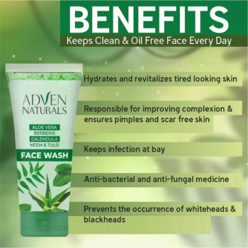 Adven Aloe Vera, Berberis, Calendula, Neem & Tulsi Face Wash (100ml)