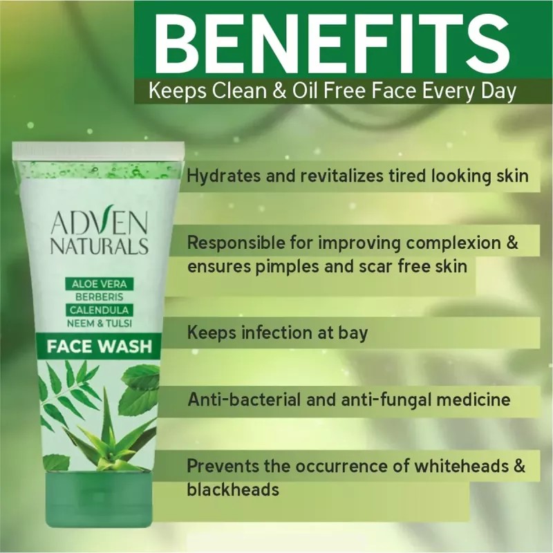 Adven Aloe Vera, Berberis, Calendula, Neem & Tulsi Face Wash (100ml)