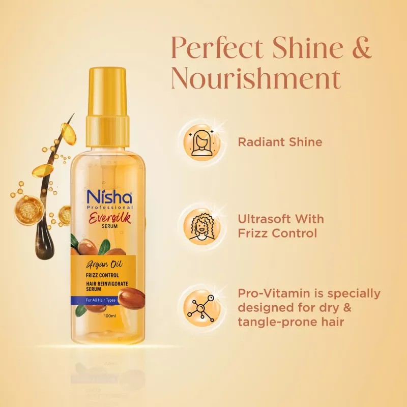 Nisha 5 Minutes Shampoo Hair Colour Dark Brown And Argan Oil Hair Serum (Shampoo 180ml + Oil Serum 100ml) (1Pack)