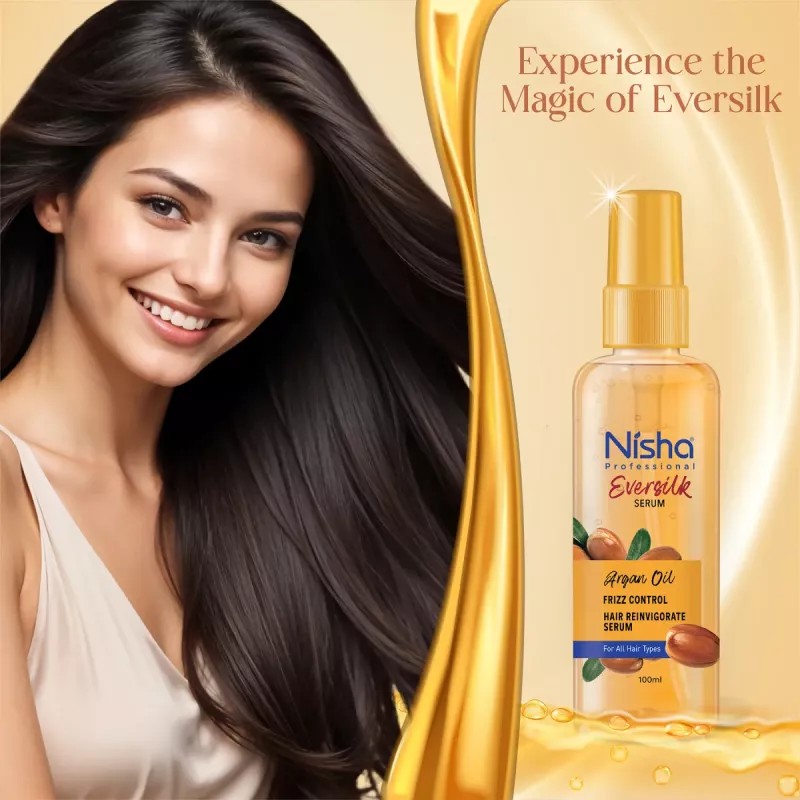 Nisha 5 Minutes Shampoo Hair Colour Original Black And Argan Oil Hair Serum (Shampoo 180ml + Oil Serum 100ml) (1Pack)