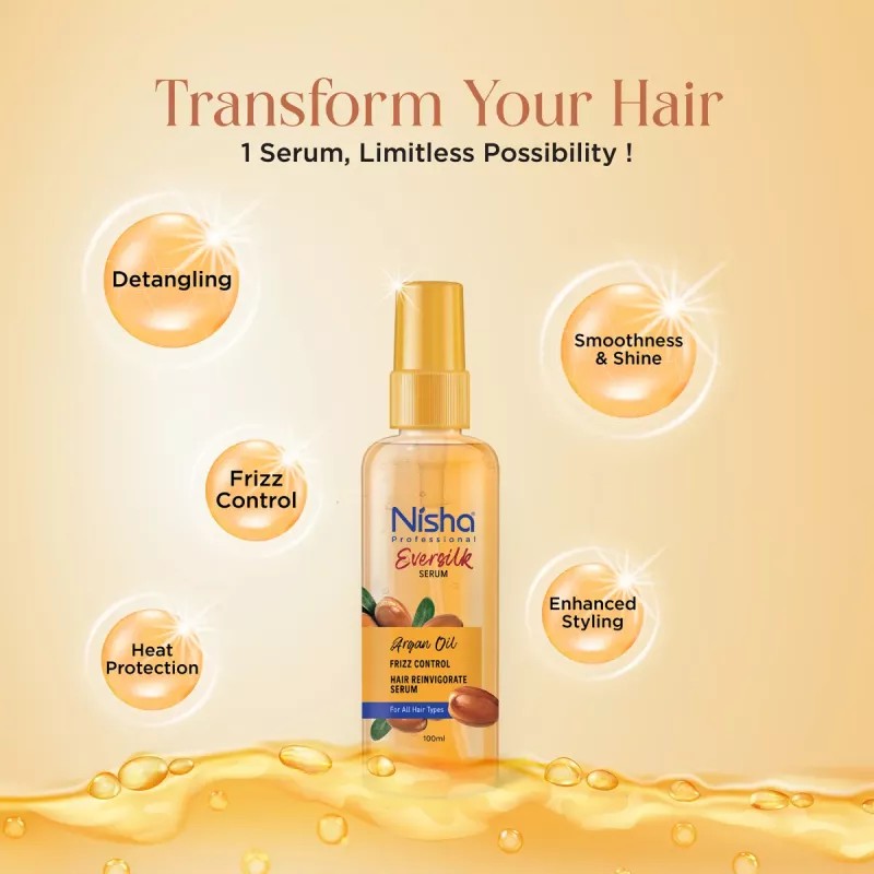 Nisha 5 Minutes Shampoo Hair Colour Original Black And Argan Oil Hair Serum (Shampoo 180ml + Oil Serum 100ml) (1Pack)