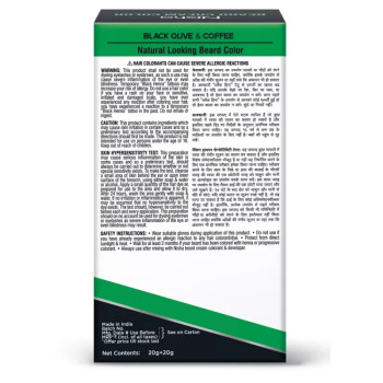 Nisha Beard Cream Color For Men 101 Original Black (Developer 20g + Colorant 20ml) (40g)