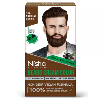 Nisha Beard Cream Color For Men 104 Natural Brown (Developer 20g + Colorant 20ml) (40g)