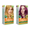 Nisha Creme Hair Color Combo Burgundy And Golden Blonde (Each (Color Cream 60g + Developer 60 + Conditioner 6ml) (1Pack)