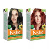 Nisha Creme Hair Color Combo Natural Black And Mahogany (Each (Color Cream 60g + Developer 60 + Conditioner 6ml) (1Pack)