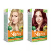Nisha Creme Hair Color Combo Ultra Blonde And Burgundy (Each (Color Cream 60g + Developer 60 + Conditioner 6ml) (1Pack)