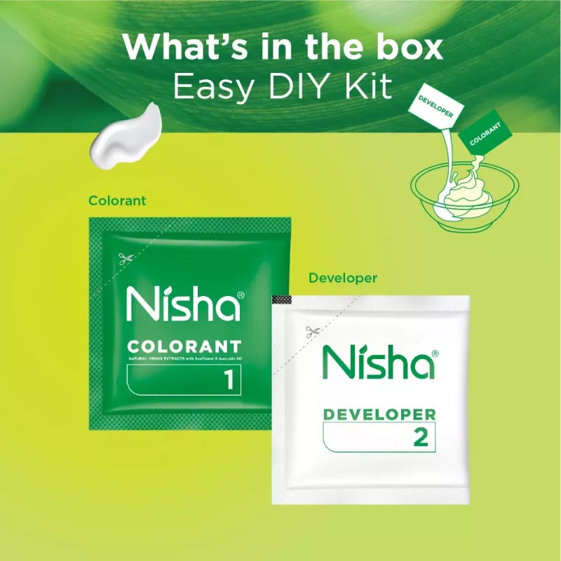 Nisha Creme Hair Colour And Beard Colour Dark Brown Combo (Hair Color Developer 20g + Colorant 20ml) (Beard Color Developer 60g + Colorant 60ml) (1Pack)