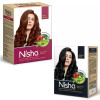 Nisha Henna Based Hair Color Natural Black And Red Brown Combo (Natural Black 1 Carton Contain 6 N Each 10g + Red Brown 1 Carton Contain 6 N Each 15g) (1Pack)