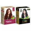 Nisha Henna Based Hair Color Red Brown And Quick Hair Colour 5 Minute Natural Black (Red Brown 1 Carton Contain 6 N Each 15g + Black 1 Carton Contain 6 N Each 10g) (1Pack)