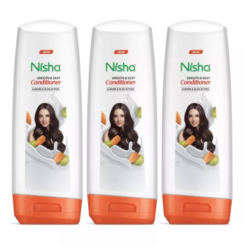 Nisha Almond & Olive Actives Conditioner (Bottle) (80ml, Pack of 3)