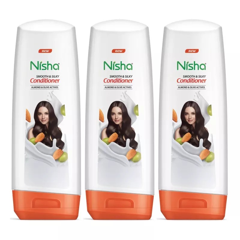 Nisha Almond & Olive Actives Conditioner (Bottle) (80ml, Pack of 3)