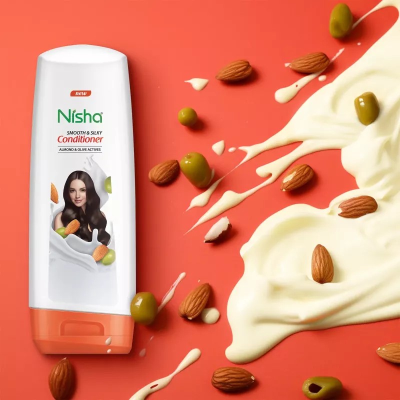 Nisha Almond & Olive Actives Conditioner (Bottle) (80ml, Pack of 3)