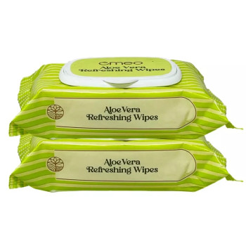 Omeo Aloe Vera Refreshing Wipes (15cmX20cm) (25pcs, Pack of 2)