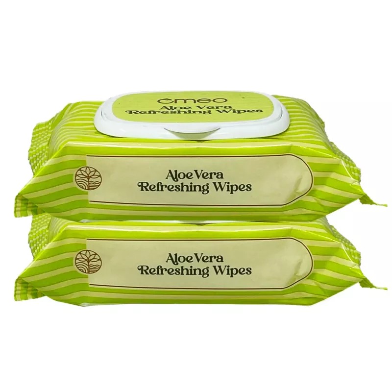 Omeo Aloe Vera Refreshing Wipes (15cmX20cm) (25pcs, Pack of 2)