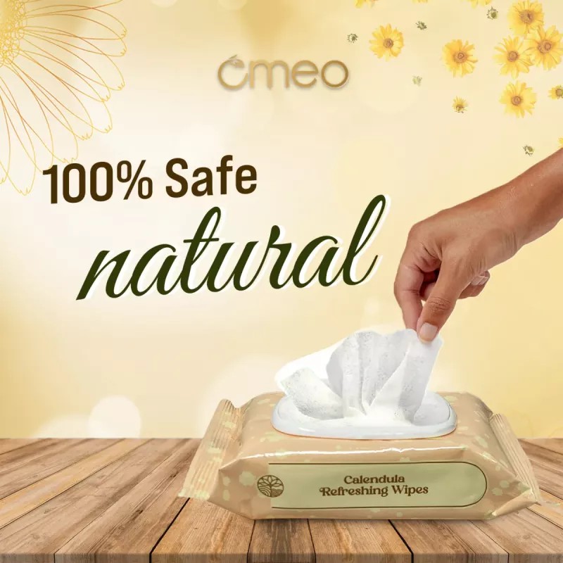 Omeo Calendula Refreshing Wipes (15cmX20cm) (25pcs, Pack of 2)