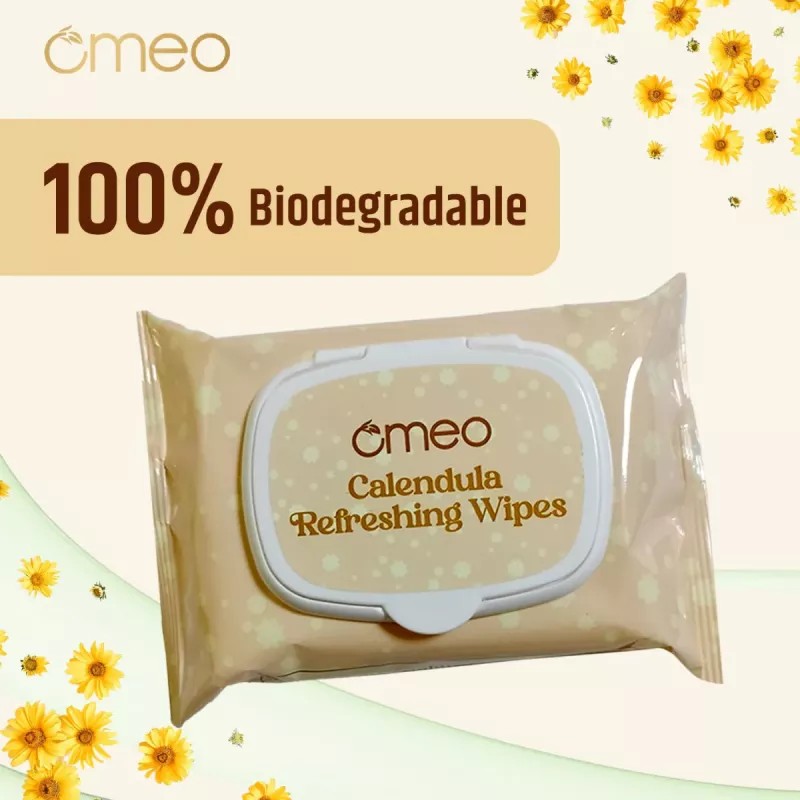 Omeo Aloe Vera Refreshing & Calendula Wipes Combo (Each 25 Pcs)(15cmX20cm) (1Pack, Pack of 2)