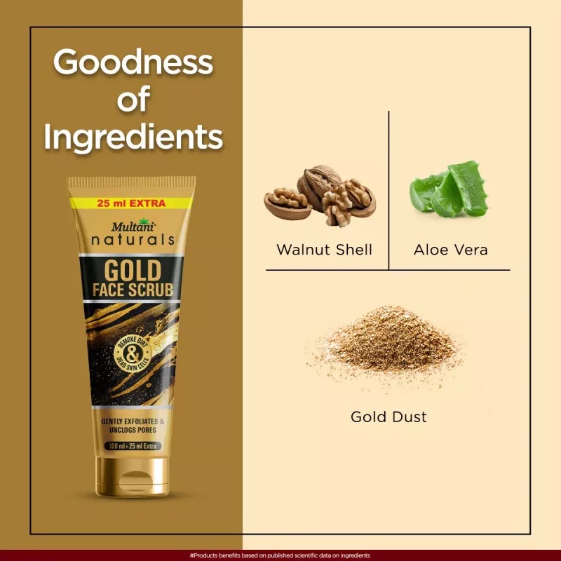 Multani Naturals Gold Face Scrub (25ml Extra) (100ml)