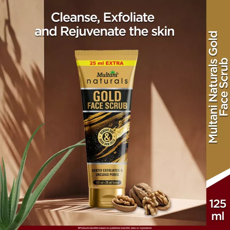 Multani Naturals Gold Face Scrub (25ml Extra) (100ml)