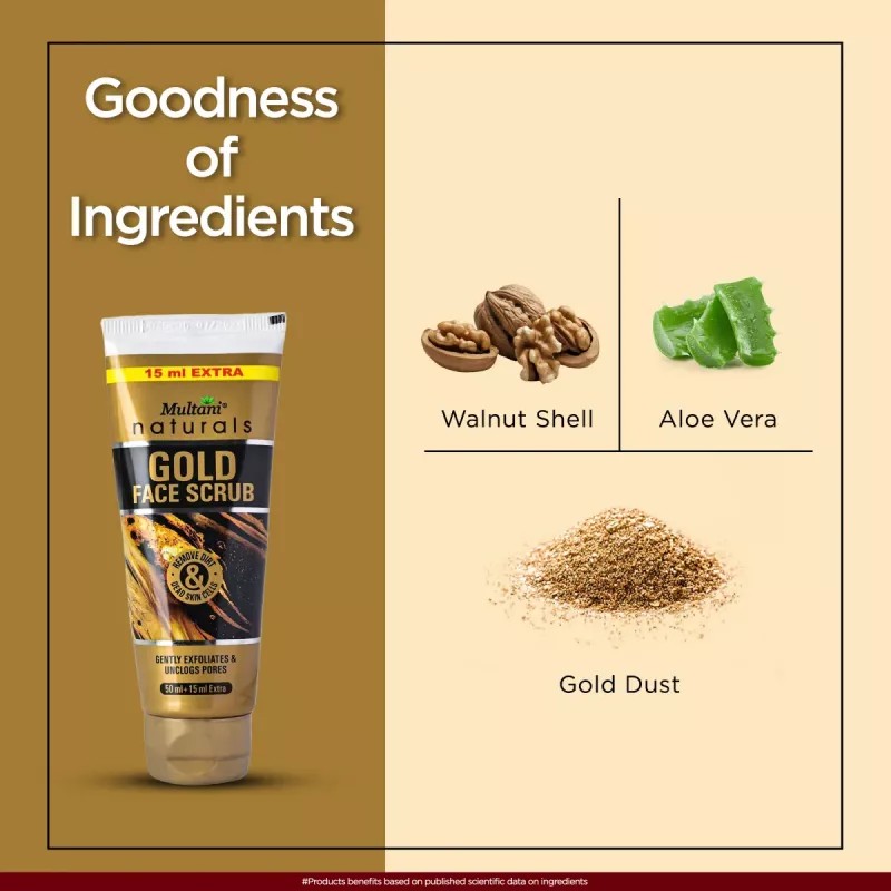 Multani Naturals Gold Face Scrub (15ml Extra) (50ml)