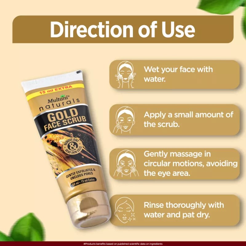 Multani Naturals Gold Face Scrub (15ml Extra) (50ml)