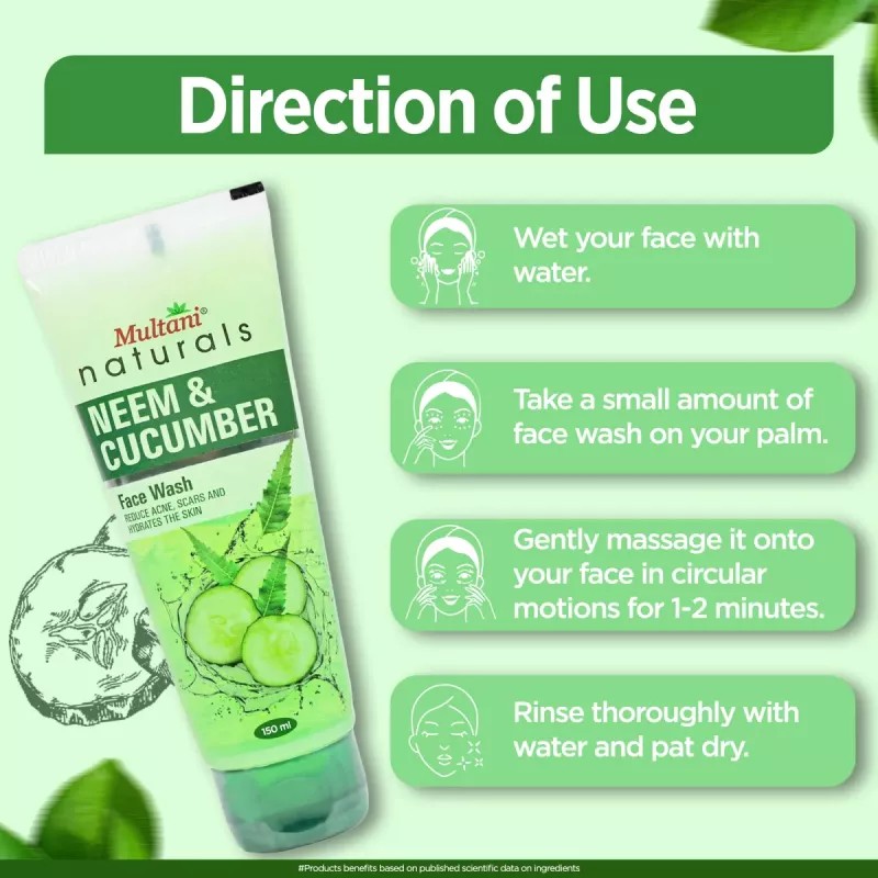 Multani Naturals Neem & Cucumber Face Wash (150ml)