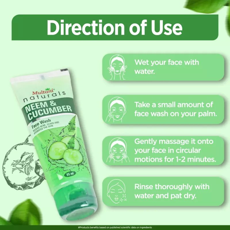 Multani Naturals Neem & Cucumber Face Wash (65ml)