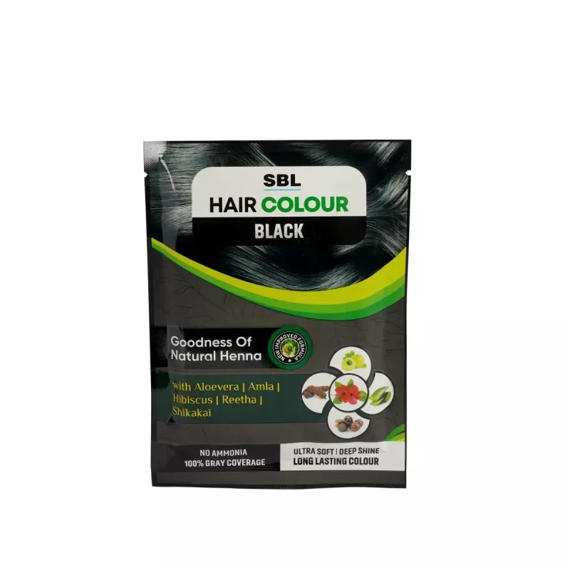 SBL Hair Color Black (12 Sachets Each 16g) (1Box)
