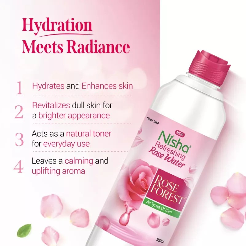 Nisha Refreshing Rose Water For Face (500ml)