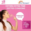 Dr Morepen Exygra Condom Dotted + Exygra Spray (Chocolate, Strawberry And Bubblegum Condom Each 3Pcs + Spray 20Gm Pack Of 2) (1Pack, Pack of 5)