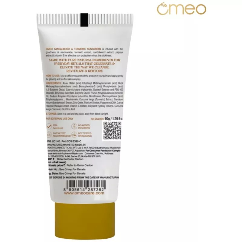 Omeo Sandalwood & Turmeric Sunscreen SPF 30 PA++++ (50g)