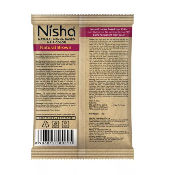 Nisha Henna Based Hair Color Natural Brown Powder (25g, Pack of 10)