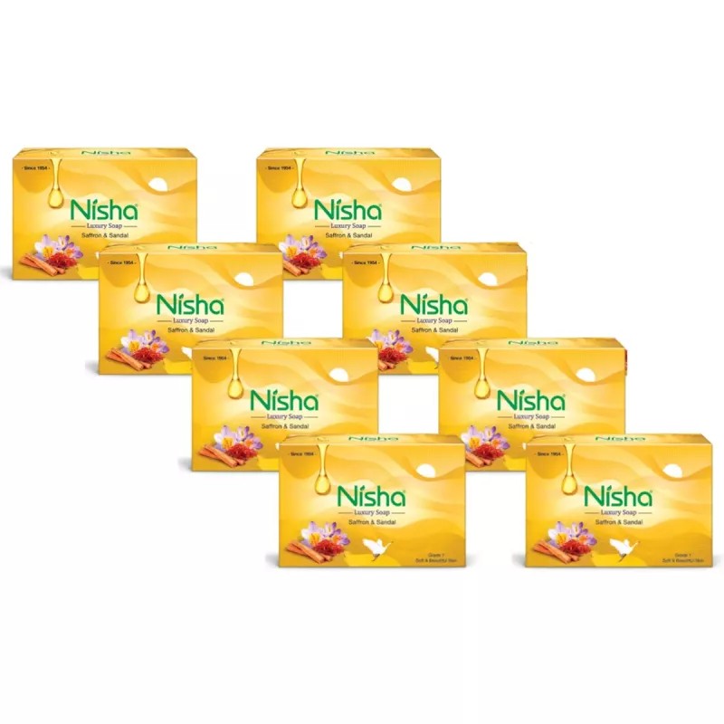 Nisha Luxury Soap Saffron & Sandal (100g, Pack of 10)