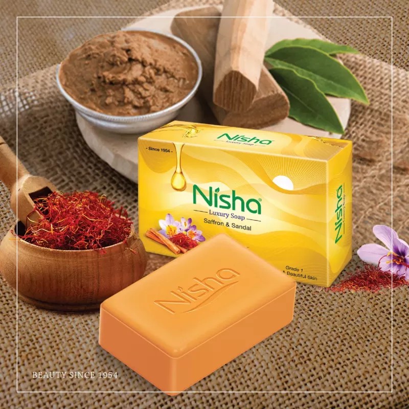 Nisha Luxury Soap Saffron & Sandal (100g, Pack of 10)