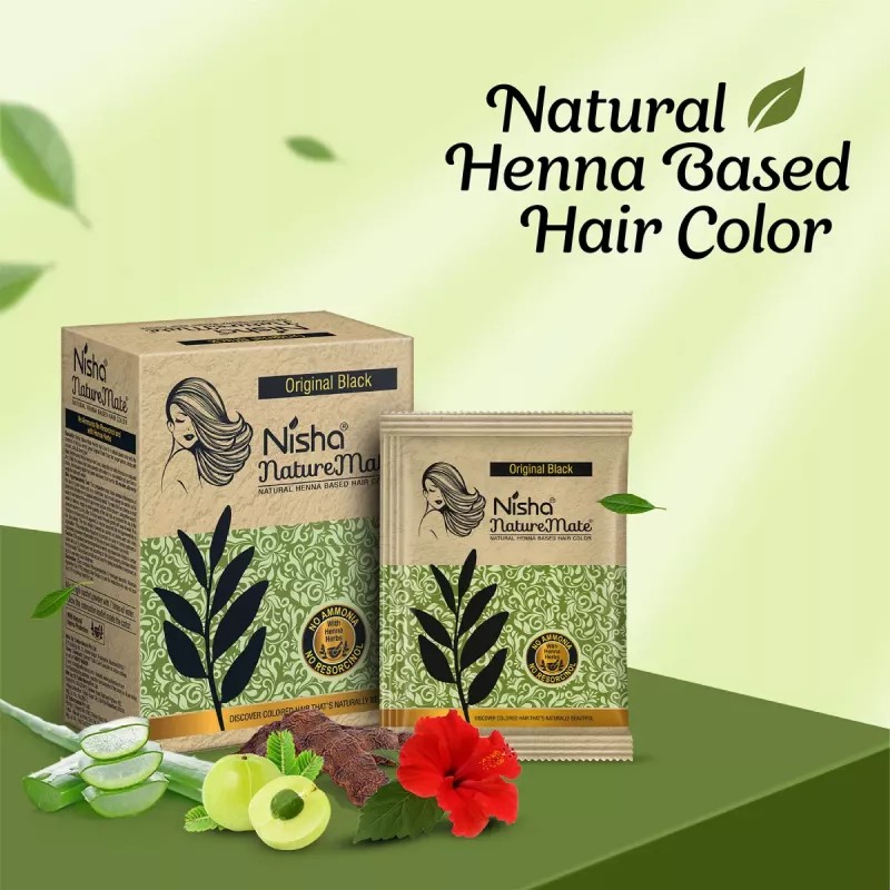 Nisha Nature Mate Henna Based Hair Color + 10 Minutes Quick Hair Colour (Each 60g) (1Pack)