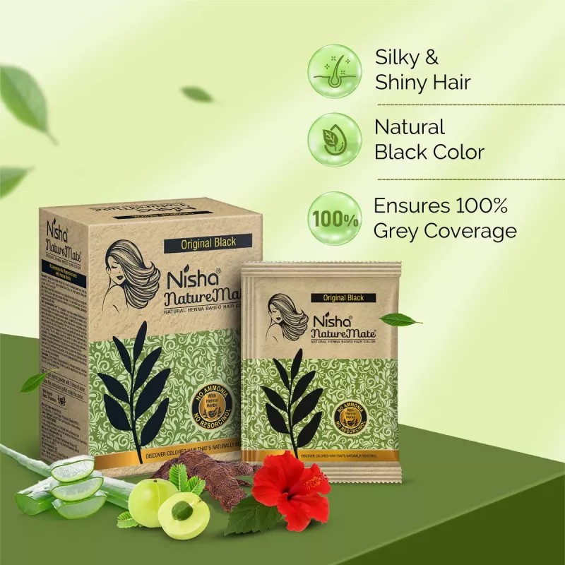 Nisha Nature Mate Henna Based Hair Color + 10 Minutes Quick Hair Colour (Each 60g) (1Pack)