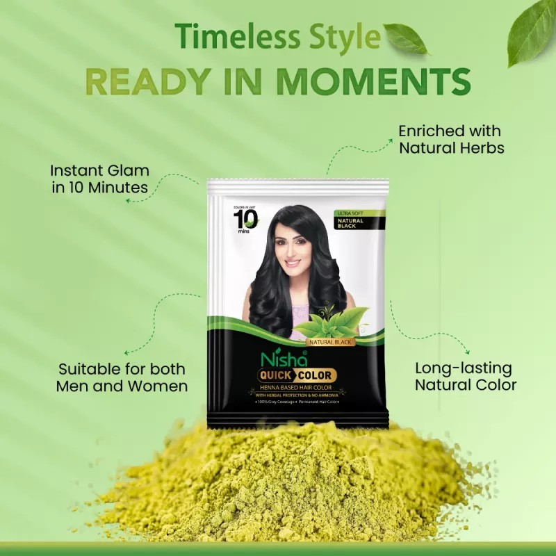 Nisha Nature Mate Henna Based Hair Color + 10 Minutes Quick Hair Colour (Each 60g) (1Pack)